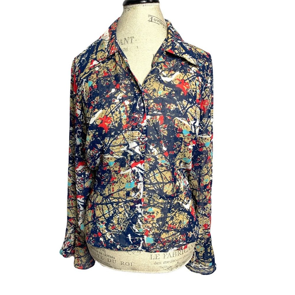 Beliza colorful button down blouse US size 10